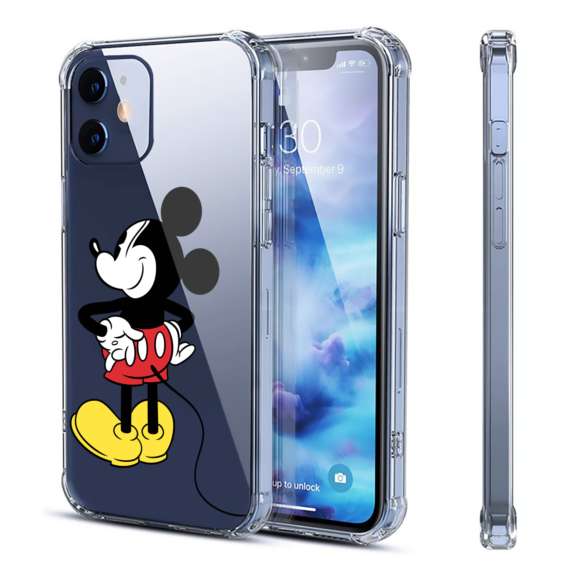 （画像用） ミッキーマウス Mickey Mouse 【iPhone 12シリーズ対応】透明スマホケース（クリアソフトケース）